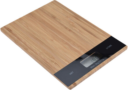 Excellent Houseware Digitale keukenweegschaal - bamboe hout - 20 x 15 cm - batterij