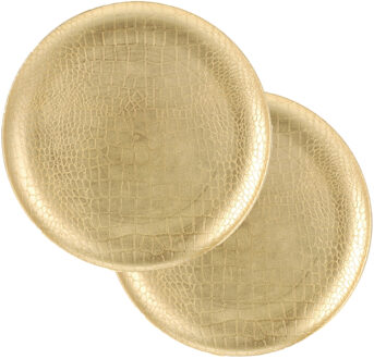 Excellent Houseware diner onderborden - 2x - rond - goud - D33 cm - Onderborden