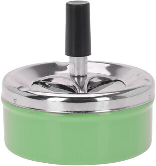 Excellent Houseware Draai asbak - druk asbak - rond metaal - 10 cm - groen