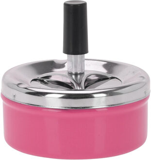 Excellent Houseware Draai asbak - druk asbak - rond metaal - 10 cm - roze