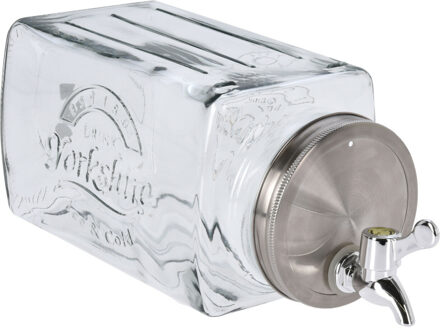 Excellent Houseware Drankdispenser/limonade/sap dispenser - glas - 3 liter - 14 x 26 cm