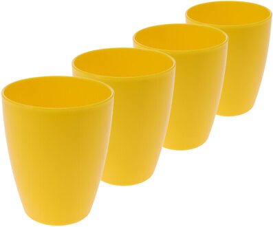 Excellent Houseware Drinkbekers van onbreekbaar kunststof - 6x - 340 ml - geel - kinderen