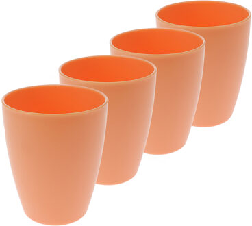 Excellent Houseware Drinkbekers van onbreekbaar kunststof - 6x - 340 ml - oranje - kinderen