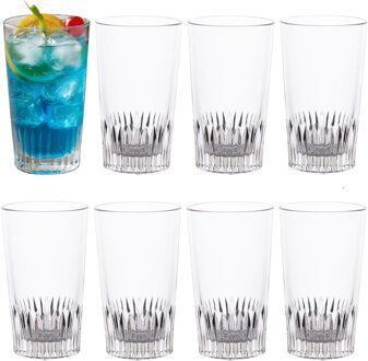 Excellent Houseware Drinkglazen - 12x stuks - glas - 410ml - met streep - longdrink - cocktailglazen