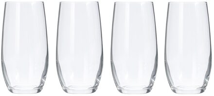 Excellent Houseware Drinkglazen of waterglazen - 4x stuks - verzwaard - gecurved - inhoud 360 ml