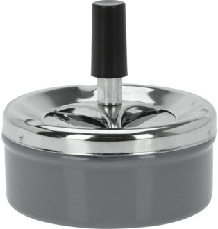 Excellent Houseware Druk en draai tafel asbak - metaal - antraciet - chrome