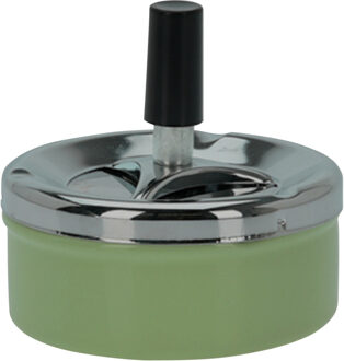 Excellent Houseware Druk en draai tafel asbak metaal groen/chrome 9 x 5 cm - Asbakken