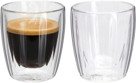 Excellent Houseware dubbelwandige Koffieglazen- 2x - espresso - 125 ml - D7 x H8 cm