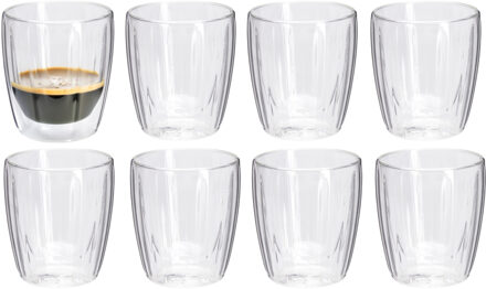 Excellent Houseware dubbelwandige Koffieglazen- 8x - espresso - 125 ml - D7 x H8 cm