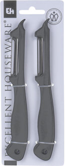 Excellent Houseware Dunschiller/aardappelmesje - 2x stuks - van kunststof - grijs - keuken gerei