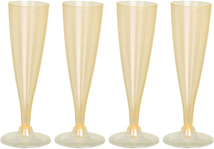 Excellent Houseware EH Prosecco/champagneglazen - 4x - geel - kunststof - 130 ml - herbruikbaar