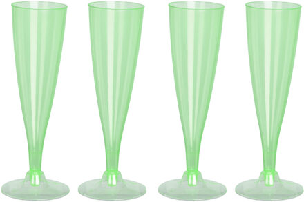 Excellent Houseware EH Prosecco/champagneglazen - 4x - groen - kunststof - 130 ml - herbruikbaar