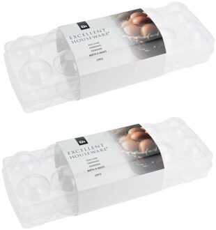 Excellent Houseware Eierdoos - 2x - 32 x 12 x 11 cm - kunststof - voor 12 eieren