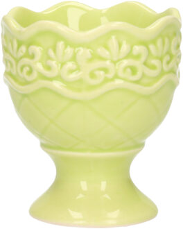 Excellent Houseware Eierdop - 1x - porselein - pastel groen - 5,5 x 6,5 cm