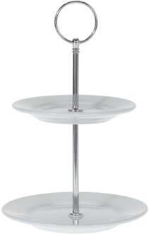 Excellent Houseware Etagere - 2 laags - porselein - 13 cm