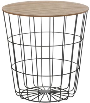 Excellent Houseware Excellent Houseware Bijzettafeltje - metaal/hout - beige/zwart - D39 x L41 cm - Bijzettafels