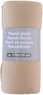 Excellent Houseware Fleece dekens/plaids - 2x - warm beige - 170 x 130 cm