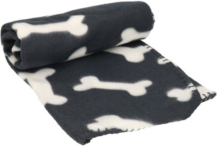 Excellent Houseware Fleece huisdieren deken voor honden 100 x 70 cm zwart