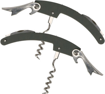 Excellent Houseware flesopener/kurkentrekker - 2x - kelnersmes - grijs