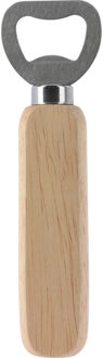 Excellent Houseware Flessenopener - RVS - eikenhout - 14 cm - bieropener