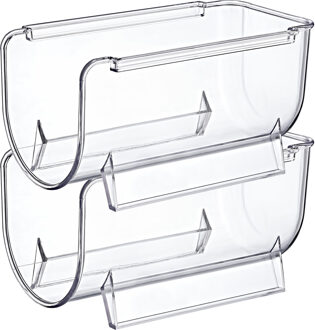 Excellent Houseware Flessenrek - koelkast organizer - 2x - stapelbaar - kunststof - wijnrek