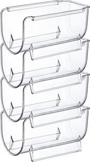 Excellent Houseware Flessenrek - koelkast organizer - 4x - stapelbaar - kunststof - wijnrek