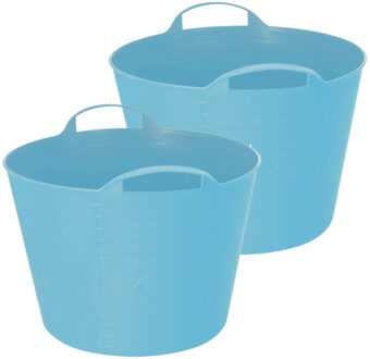 Excellent Houseware Flexibele emmer - 2x - blauw - 15 liter - kunststof - 35 x 29 cm - Wasmanden