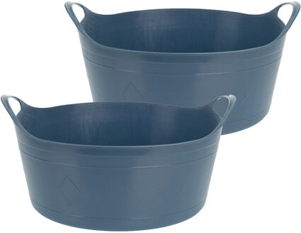 Excellent Houseware Flexibele emmer - 2x - blauw - 15 liter - kunststof - 39 x 17 cm - Wasmanden