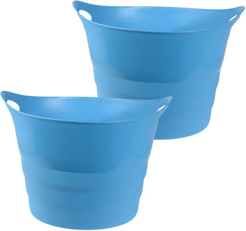 Excellent Houseware Flexibele emmer - 2x - blauw - 43 liter - kunststof - 45 x 38 cm