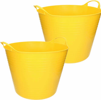 Excellent Houseware Flexibele emmer - 2x - geel - 27 liter - kunststof - 40 x 35 cm - Wasmanden