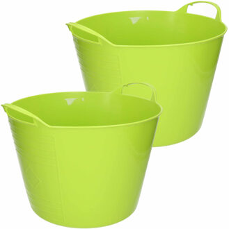 Excellent Houseware Flexibele emmer - 2x - groen - 15 liter - kunststof - 35 x 29 cm - Wasmanden