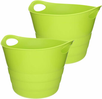 Excellent Houseware Flexibele emmer - 2x - groen - 43 liter - kunststof - 45 x 38 cm - Wasmanden