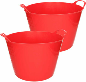 Excellent Houseware Flexibele emmer - 2x - rood - 15 liter - kunststof - 35 x 29 cm - Wasmanden