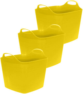 Excellent Houseware Flexibele emmer - 3x - geel - 15 liter - kunststof - vierkant - 30 x 29 cm