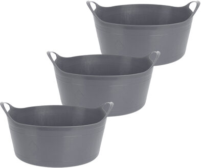 Excellent Houseware Flexibele emmer - 3x - grijs - 15 liter - kunststof - 39 x 17 cm
