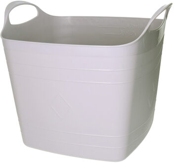 Excellent Houseware Flexibele emmer - grijs - 15 liter - kunststof - vierkant - 30 x 29 cm - Wasmanden