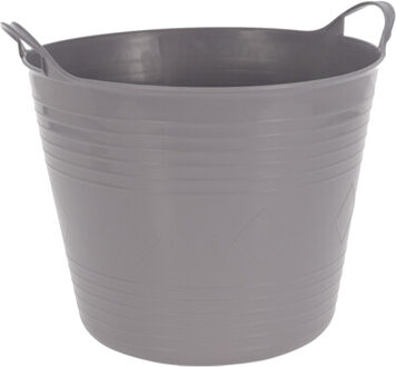 Excellent Houseware Flexibele emmer - grijs - 27 liter - kunststof - 40 x 35 cm - Wasmanden