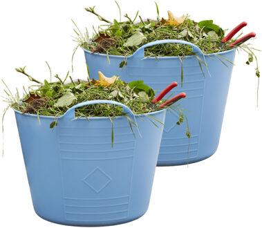 Excellent Houseware Flexibele kuip / emmer - 2x - blauw - 15 liter - kunststof - 35 x 28 cm - met handvatten