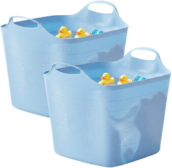 Excellent Houseware Flexibele kuip / emmer - 2x - blauw - 25 l - kunststof - 40 x 35 cm