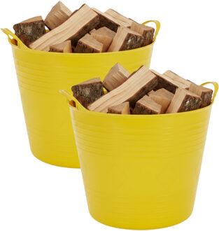 Excellent Houseware Flexibele kuip / emmer - 2x - geel - 27 liter - kunststof - 42 x 35 cm