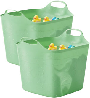 Excellent Houseware Flexibele kuip / emmer - 2x - groen - 25 l - kunststof - 40 x 35 cm