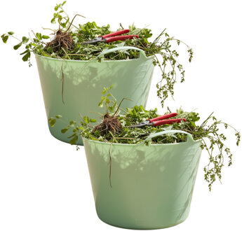 Excellent Houseware Flexibele kuip / emmer - 2x - mintgroen - 15 liter - kunststof - 35 x 28 cm - met handvatten