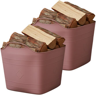 Excellent Houseware Flexibele kuip / emmer - 2x - roze - 25 l - kunststof - 40 x 35 cm