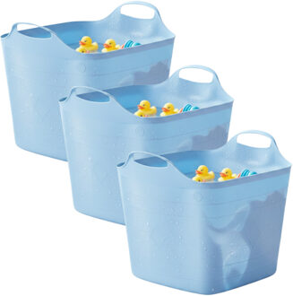 Excellent Houseware Flexibele kuip / emmer - 3x - blauw - 25 l - kunststof - 40 x 35 cm
