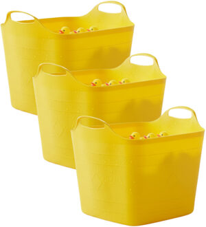 Excellent Houseware Flexibele kuip / emmer - 3x - geel - 25 l - kunststof - 40 x 35 cm