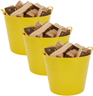 Excellent Houseware Flexibele kuip / emmer - 3x - geel - 27 liter - kunststof - 42 x 35 cm