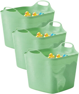 Excellent Houseware Flexibele kuip / emmer - 3x - groen - 25 l - kunststof - 40 x 35 cm