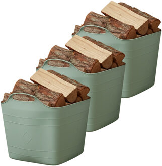 Excellent Houseware Flexibele kuip / emmer - 3x - groen - 25 l - kunststof - 40 x 35 cm