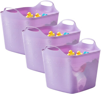 Excellent Houseware Flexibele kuip / emmer - 3x - lila - 25 l - kunststof - 40 x 35 cm