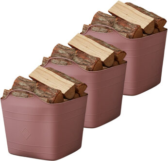 Excellent Houseware Flexibele kuip / emmer - 3x - roze - 25 l - kunststof - 40 x 35 cm